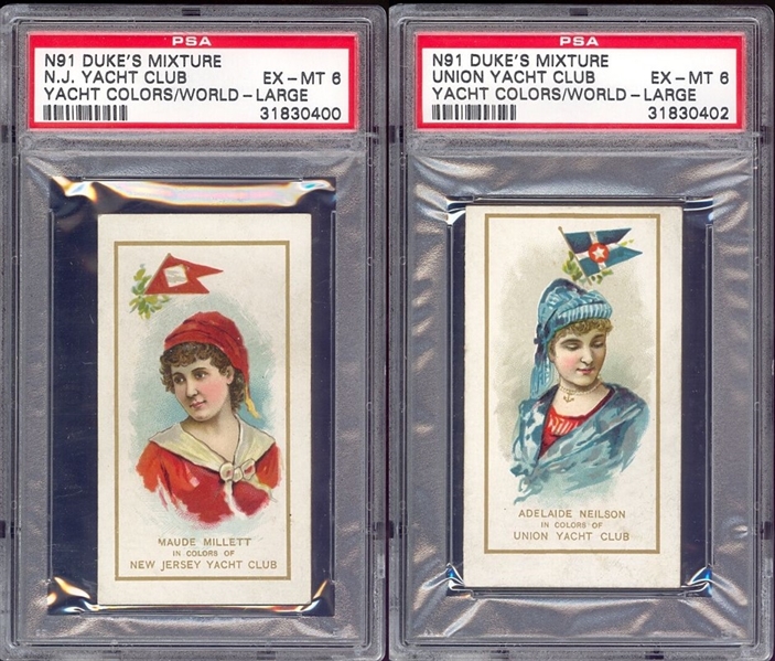 N91 Duke's Mixture Yacht Colors of the World Pair of PSA6 EX Graded Cards