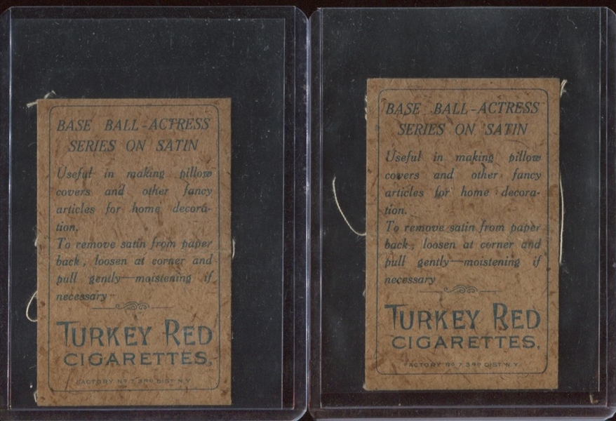 Pair of S72-1 Turkey Red Actress Silks with Original Backing Papers