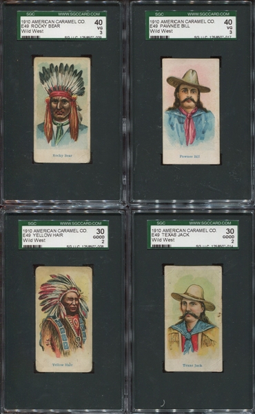 E49 American Caramel Wild West Caramels Lot of (10) SGC-Graded Cards