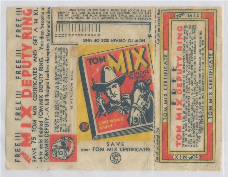 R151 National Chicle Gum Tom Mix Booklets Wax Pack Wrapper
