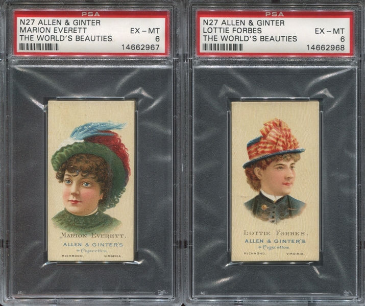 N27 Allen & Ginter Worlds Beauties Second Series Lot of (3) PSA6 EXMT Cards