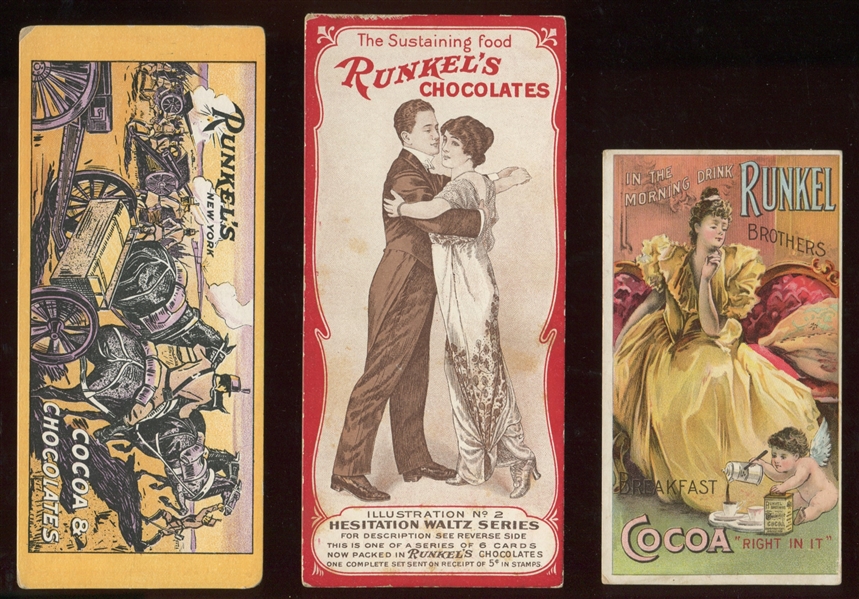 Runkel's Cocoa Trade Card Lot of (3) Cards