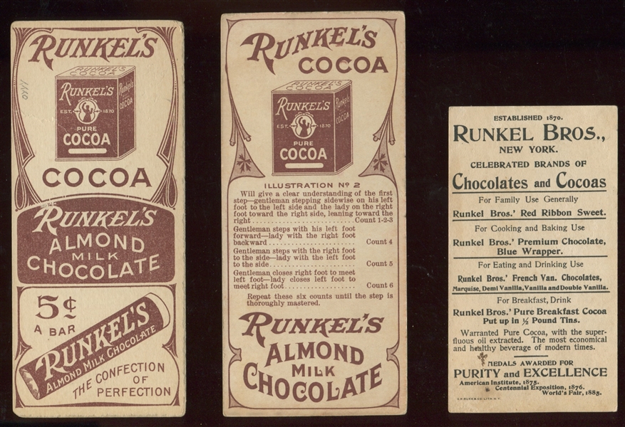 Runkel's Cocoa Trade Card Lot of (3) Cards