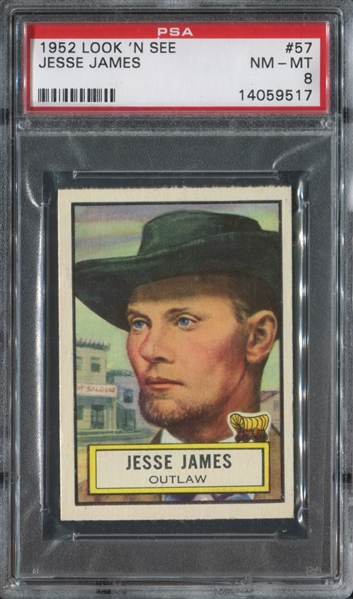 1952 Topps Look 'N See #57 Jesse James PSA8 NM/MT