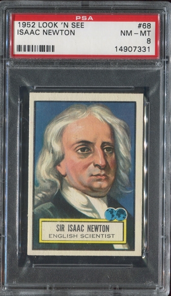 1952 Topps Look 'N See #68 Isaac Newton PSA8 NM/MT