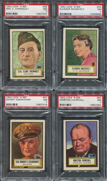 1952 Topps Look 'N See Lot of (4) PSA7 NM 20th Century Figures