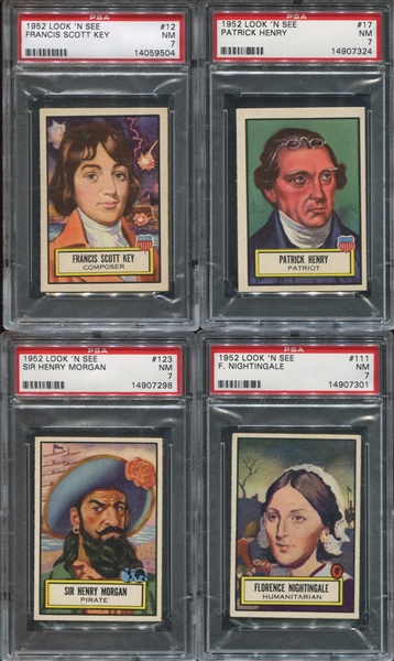 1952 Topps Look 'N See Lot of (4) PSA7 NM 16-1700's Historical Figures