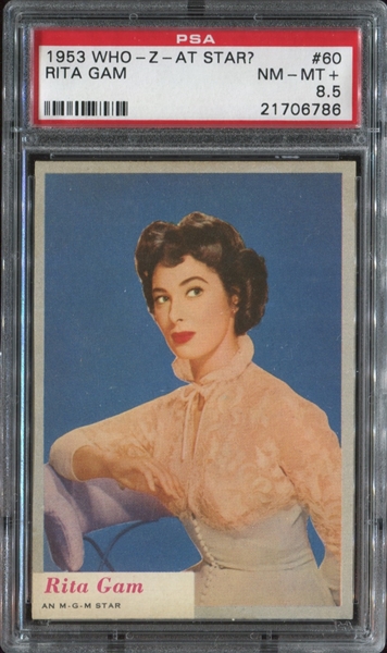 1953 Topps Who-Z-At Star? #60 Rita Gam PSA8.5 NM/MT+