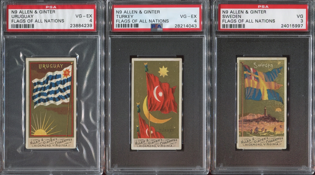 N9 Allen & Ginter Flags of All Nations Lot of (7) PSA-Graded Cards