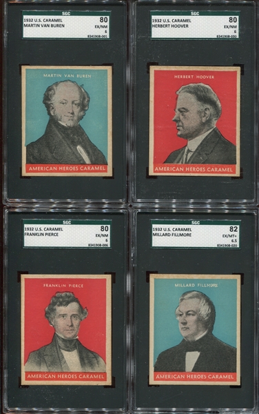 R114 U S Caramel Presidents Complete set of (30) Higher Grade Cards - Mostly Blue