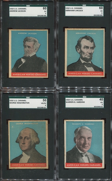 R114 U S Caramel Presidents Complete set of (30) Higher Grade Cards - Mostly Blue