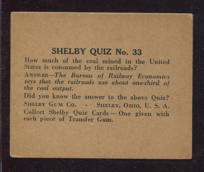 R195 Shelby Quiz Type Card #33