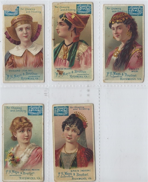 N305 Mayo Cut Plug Head Dresses of Various Nations Lot of (5) Cards