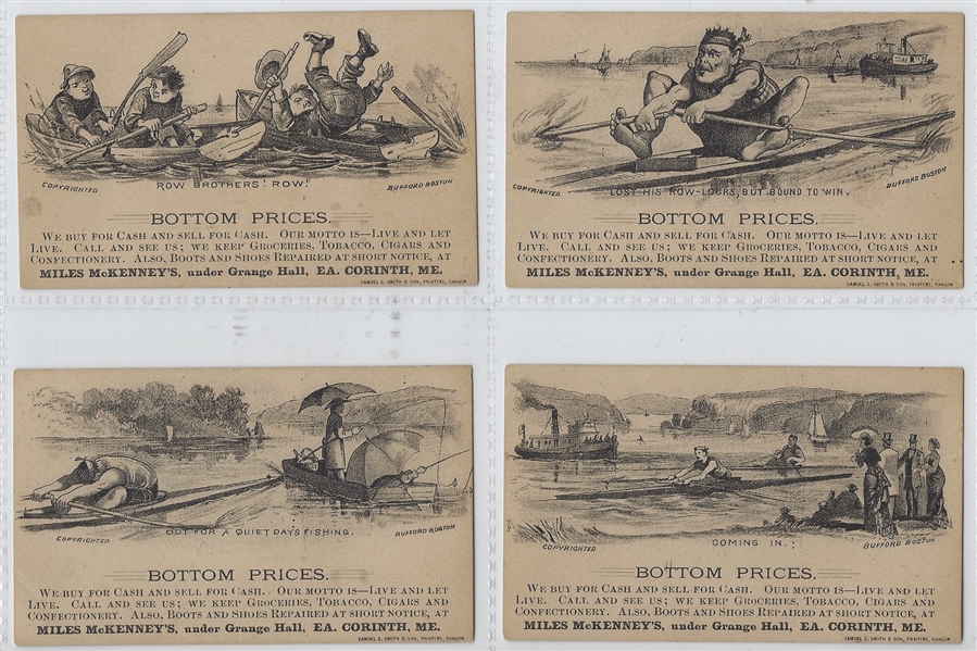 Mile's McKenney's Boating Scenes Trade Card Lot of (4) 