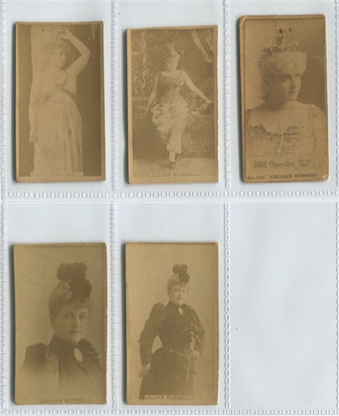 N145 Duke Tobacco Actresses Lot of (5) Lillian Russell Cards