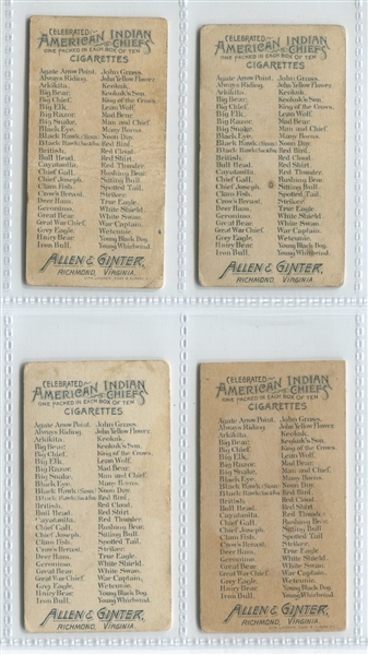 N2 Allen & Ginter American Indians Lot of (4) Cards with Geronimo and Sitting Bull