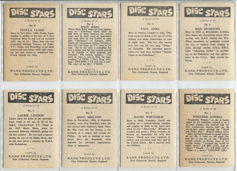 Kane Products (UK) Disc Stars Complete Set of (50) Cards