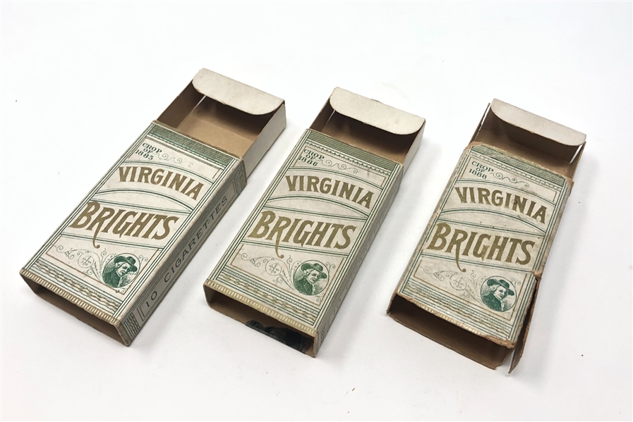 Trio of Allen & Ginter Virginia Brights Tobacco Slide & Shell Tobacco Boxes