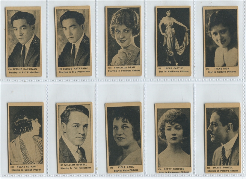 W507 Actors and Actresses Strip Card Lot of (18) Cards