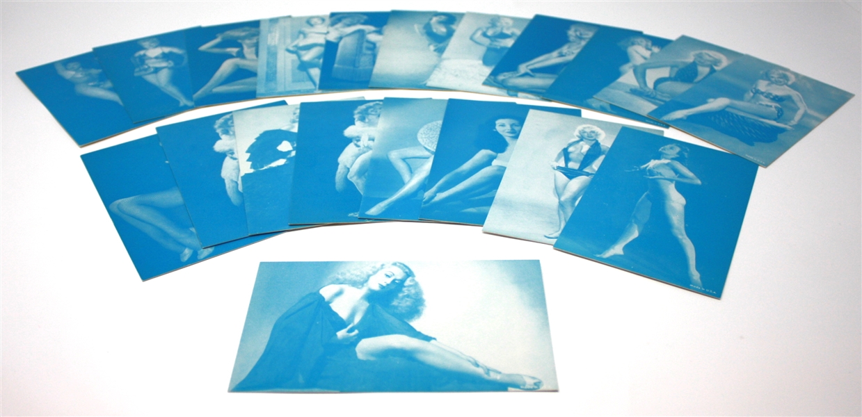 Lot of (20) Blue Tint Exhibit-Type Beauties Cards