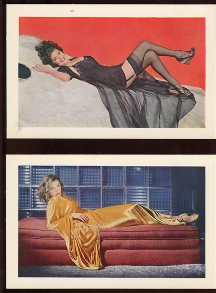 1942 Esquire Magazine Hurrell Girls - Esky-Card Set #3 Color Photo Pin-Up Postcards Complete Set of (6) in Original Envelope