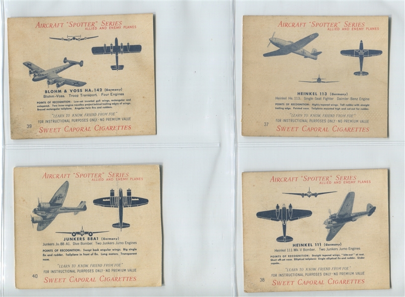 C271A Sweet Caporal Airplane Spotter Near Complete Set of (63/66) Cards