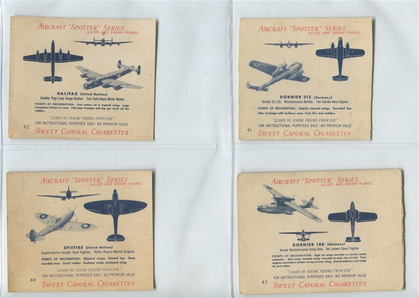 C271A Sweet Caporal Airplane Spotter Near Complete Set of (63/66) Cards