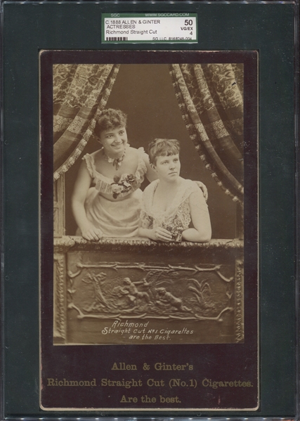 Fantastic c.1888 Allen & Ginter Actresses Richmond Straight Cut Cabinet Card SGC-Graded