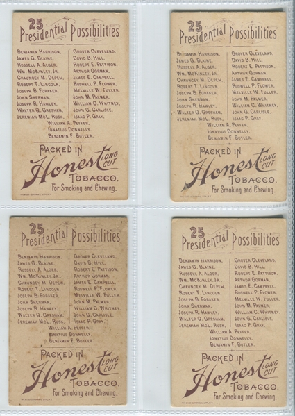 N124 Duke Tobacco Honest Long Cut Presidential Possibilities Complete Set of (25) Cards