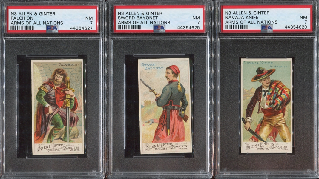 N3 Allen & Ginter Arms of All Nations Lot of (3) PSA7 NM Cards