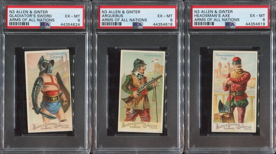 N3 Allen & Ginter Arms of All Nations Lot of (6) PSA6 EXMT Cards