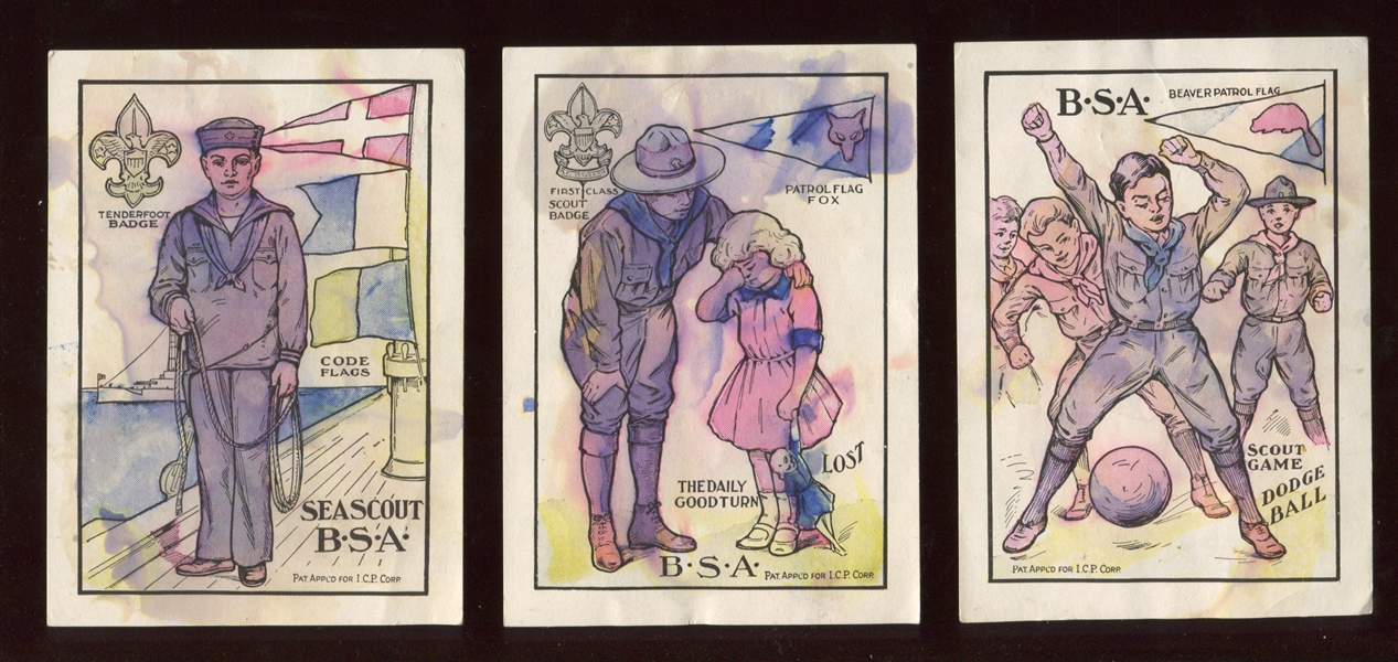 D48 Smith & Seeley's Invisible Color Pictures - Boy Scouts Trio of (3) Different Cards