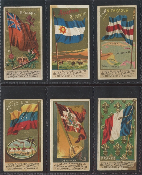 N9, N10 and N17 Allen & Ginter Mixed Flag Lot of (16) Cards