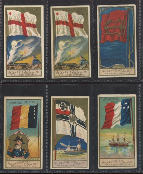 N9, N10 and N17 Allen & Ginter Mixed Flag Lot of (16) Cards