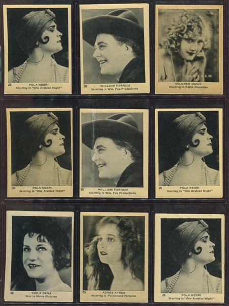 C142-3 Tobacco Products Corp (Canada) Strollers Large Format Lot of (94) Cards - Movie Stars