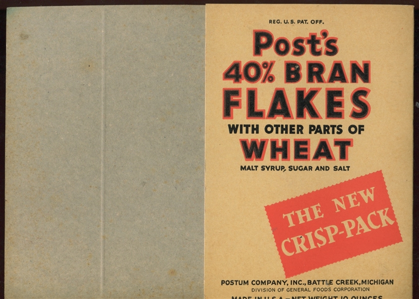 F278-50 Post Bran Flakes Lot of (4) Cut boxes totaling (16) Cards in panels