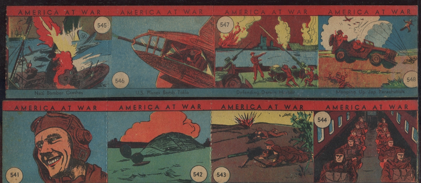 R12 America At War Strip Card Near Set (40/48) in (4) Card Uncut Panels