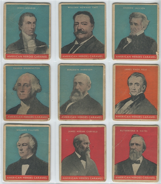 R114 U S Caramel Presidents Lot of (9) Cards