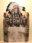 Incredible Permit Tobacco Die Cut American Indian Oversized Advertising Piece
