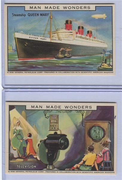 UO23 General Petroleum Corp of America Man Made Wonders Complete Set of (15) Cards with Original Album