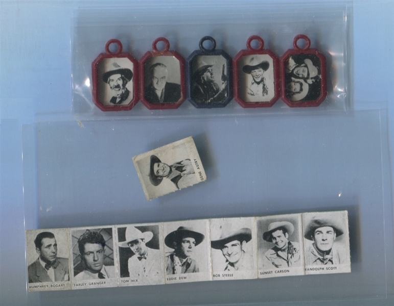 R423-Style Anonymous Cowboys/Actors Cards and Charms Lot of (13) Pieces 