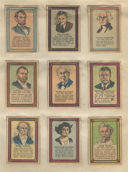1930s Sunday Funnies Famous People/Flags/History Newspaper Cards  Lot of (118) Different