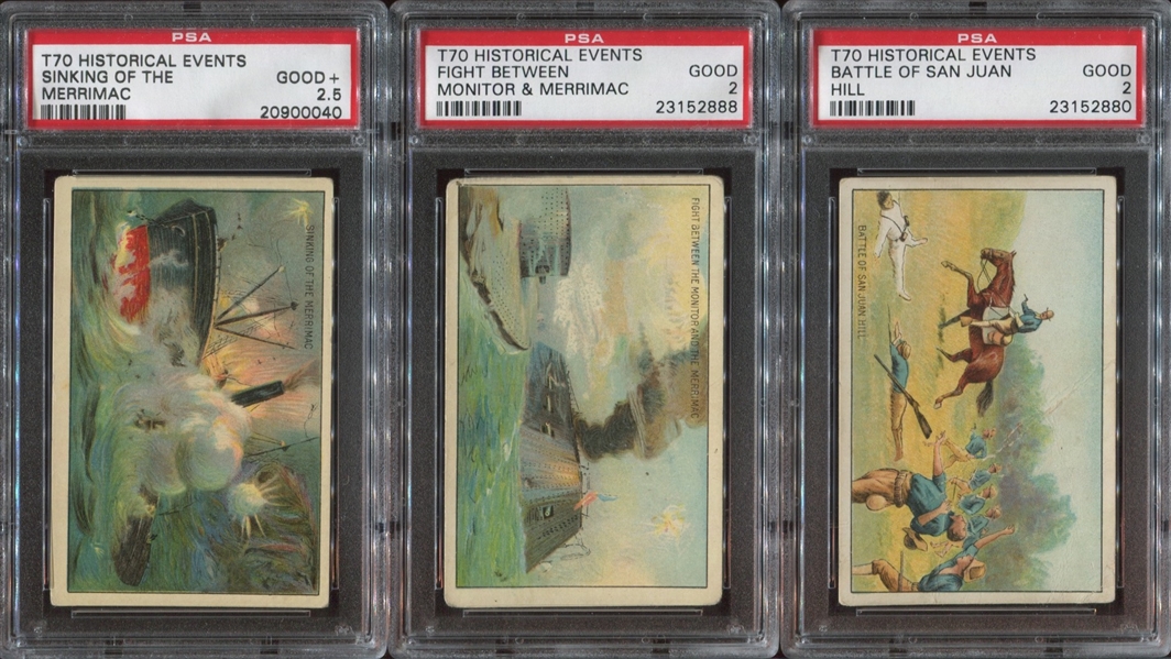 Mixed Lot of (9) PSA-Graded Cards with D117, T70 and BAT Indians