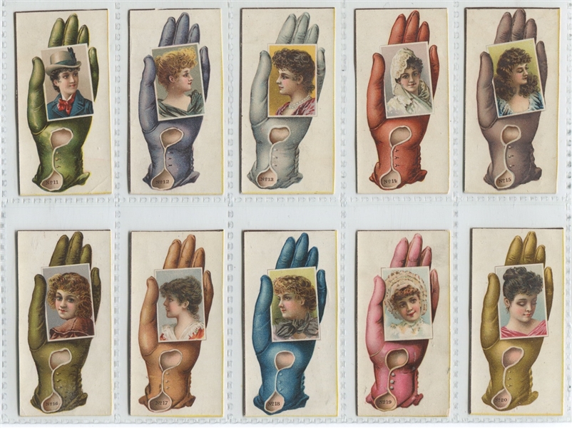 N-UNC Allen & Ginter Gloved Hand Complete Set of (25) Cards, Proof Sheet and Trade Card