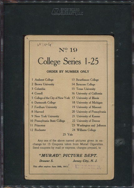 T6 Murad College Cabinets - SGC-Graded Cards of CCNY, KS and MO