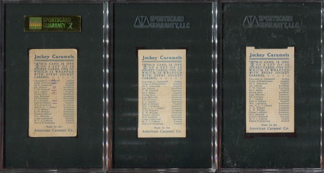 E47 American Caramel Jockeys Lot of (9) SGC-Graded Cards