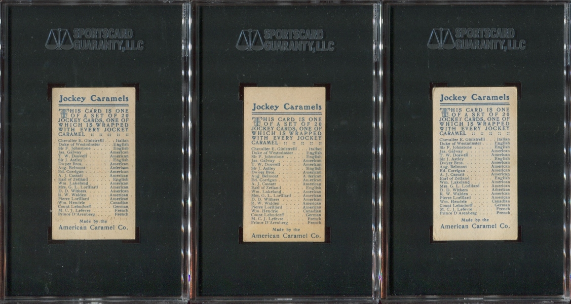E47 American Caramel Jockeys Lot of (9) SGC-Graded Cards