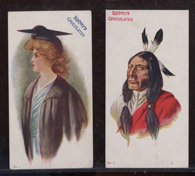 E230 Lowney College Girl and Indians Postcard Lot of (3) Different Cards