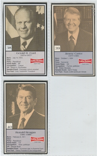 F-UNC Little Debbie Presidents Complete Set of (39) Cards