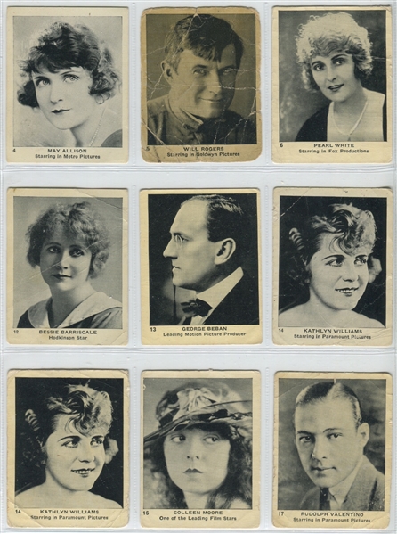 C142-3 Tobacco Products Corp (Canada) Strollers Large Format Lot of (29) Cards - Movie Stars